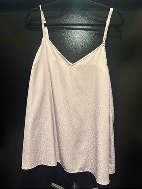 Lavender Satin Cami Tank Top with Subtle Leopard Texture